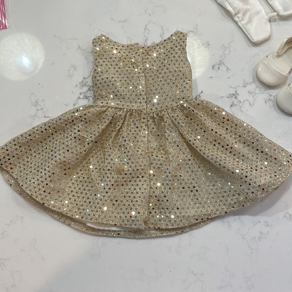 VINTAGE Authentic American Girl Doll Gold Sequined Sleeveless Dress RETIRED - Picture 2 of 8